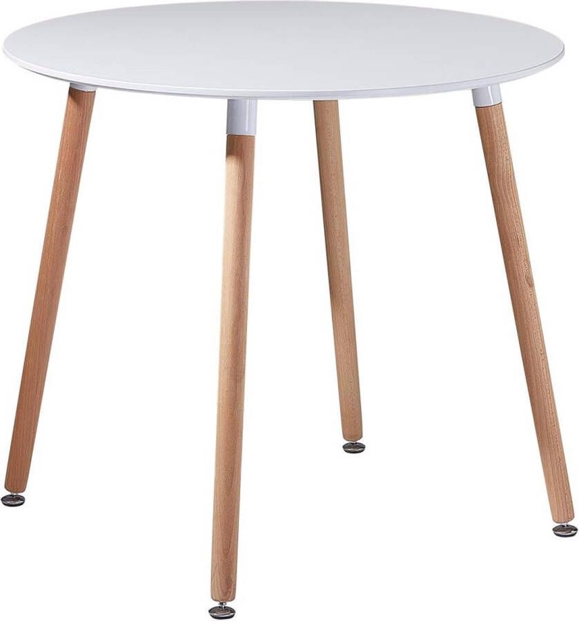 HMTM Ronde eettafel voor 2 4 personen Scandinavisch design houten poten 80 x 80 x 73 cm wit -ET-40001-Wit