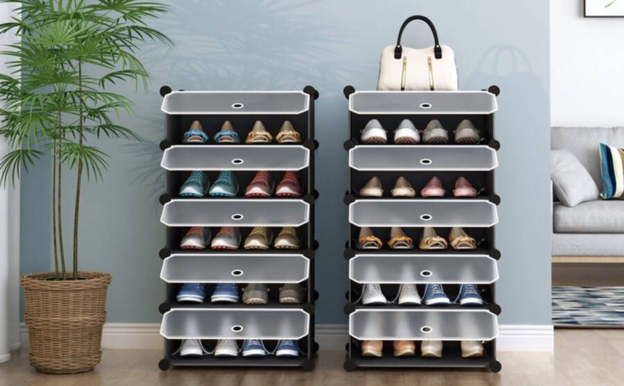HMTM Schoenenrek 10-traps schoenenkast kunststof schoenenrek organizer voor kast hal slaapkamer entree