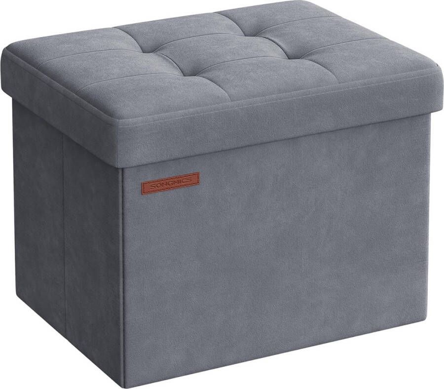 Zitbank met opbergruimte inklapbare zitkist opbergdoos met deksel voetenbank 31 x 41 x 31 cm tot 130 kg belastbaar voor hal woonkamer slaapkamer leigrijs HMSF200G01