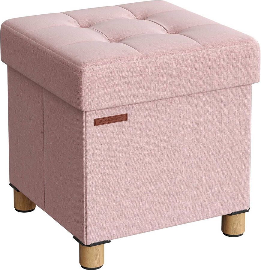 HMTM Zitbank met opbergruimte schoenenbank inklapbare zitkist opbergdoos voetenbank 38 x 38 x 40 cm voor woonkamer slaapkamer pastelroze HMSF014P11