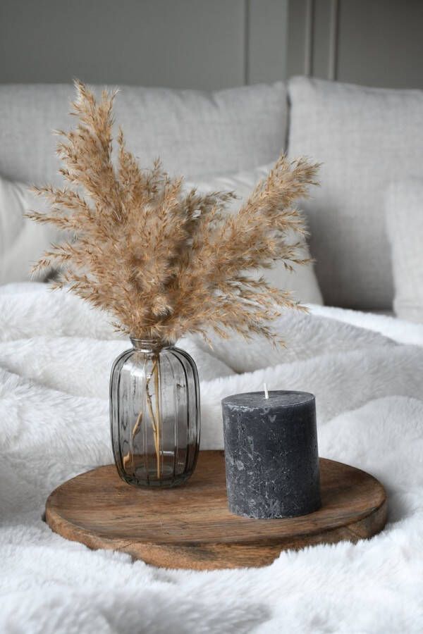 HoA Creative Salontafel decoratie 5 Delig Kaarsen Vaas Pampas Kaarsenplateau Houtplateau woonkamer decoratie Relatie geschenk Perfect Cadeau