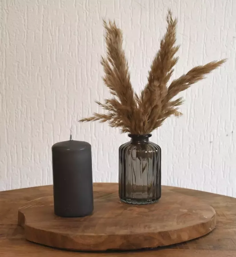 HoA Creative Salontafel decoratie 4 Delig Kaarsen Vaas Pampas Kaarsenplateau Houtplateau woonkamer decoratie Pampas Decoratie Relatie geschenk Perfect Cadeau - Foto 2
