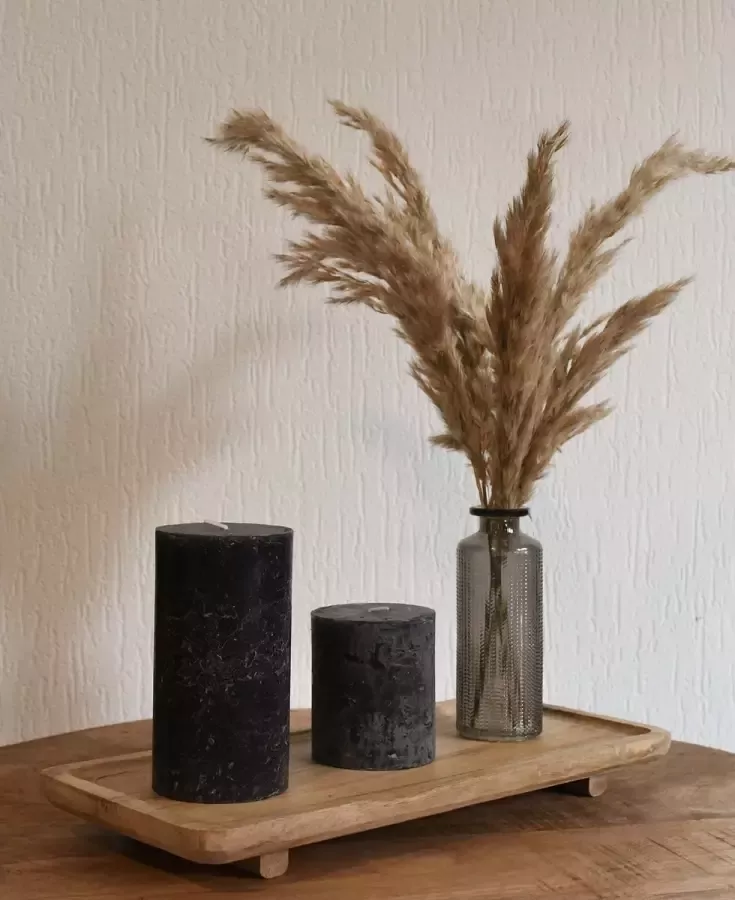 HoA Creative Salontafel decoratie 5 Delig Kaarsen Vaas Pampas Kaarsenplateau Houtplateau woonkamer decoratie Relatie geschenk Perfect Cadeau - Foto 2
