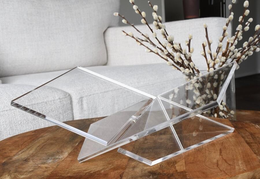 Hoa Transparante Clear asymmetrisch kruisstandaard voor koffietafel Boekenstandaard Gekanteld- clear boek kruis standaard Bookstand boekenstandaard Boekensteun Boekenhouder Boek houder Relatie geschenk Perfect Cadeau