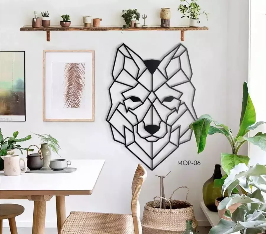 Hoagard Metalen Wolf XXL Extra Groot [91cm x 125cm] Metal Wolf Wall Deco Muurdecoratie Wandplanken Perfecte Cadeau Idee Voor Dierenliefhebbers en Natuurliefhebbers MOP-06