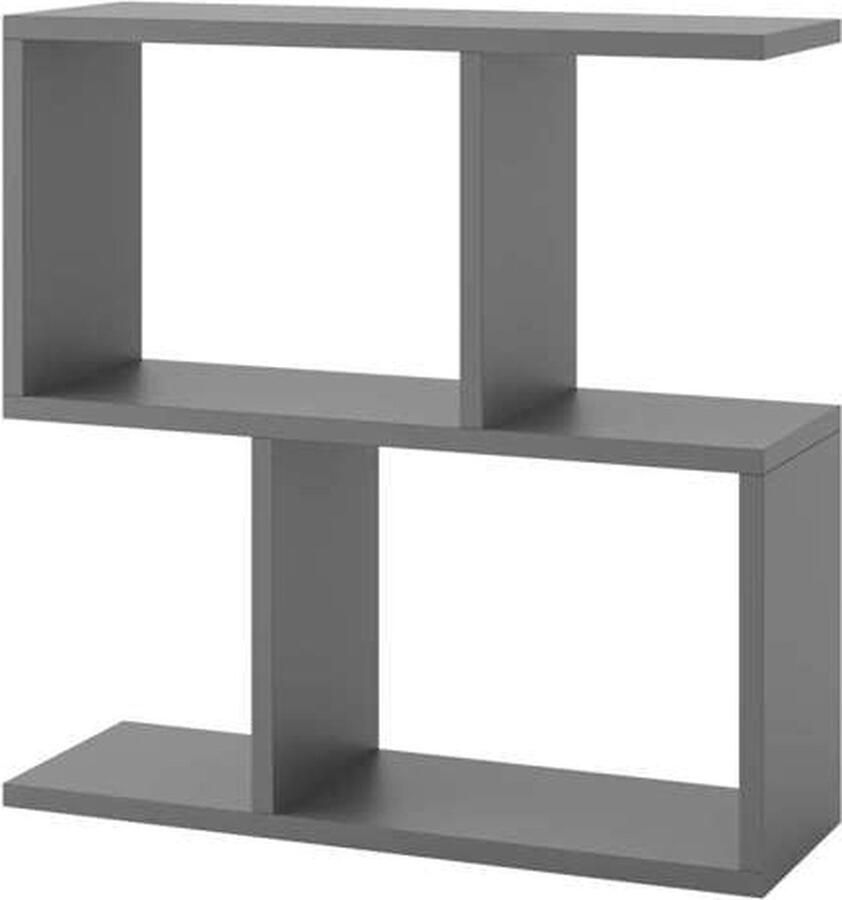 Hocus Picus 2-laags Opbergtafel Multifunctionele C-vorm Bijzettafel 60x60x19 5 cm Organizer met Planken Voor Kantoor Woonkamer of Slaapkamer (Antraciet) - Foto 2