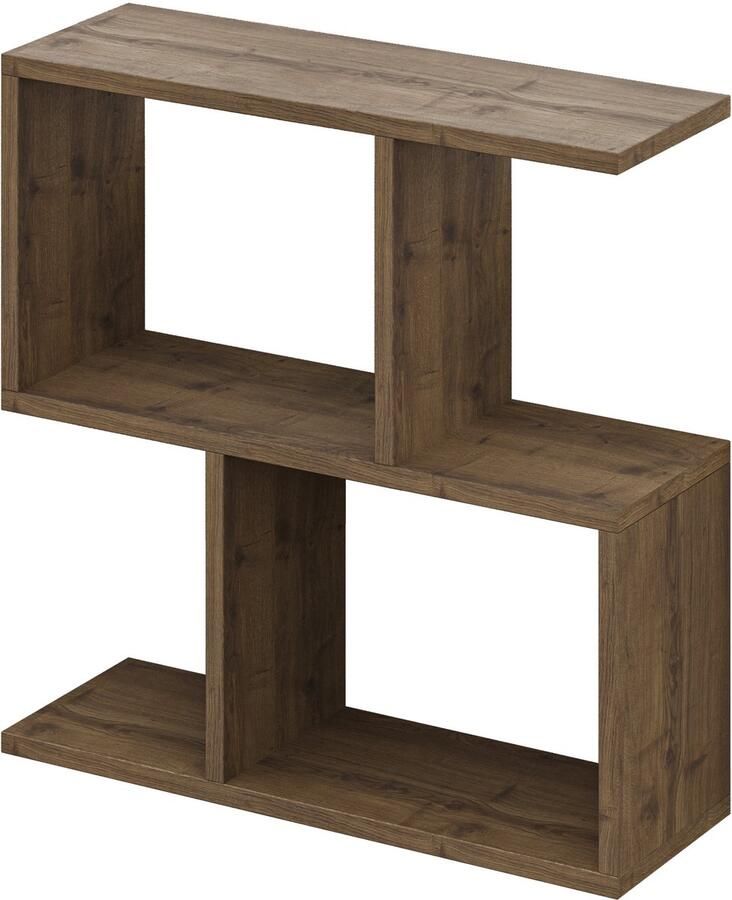 Hocus Picus 2-Lagen Opbergtafel – Multifunctionele C-Tafel 60x60x19 5 cm – Bijzettafel voor Woonkamer Slaapkamer & Kantoor – Donker Eiken Look