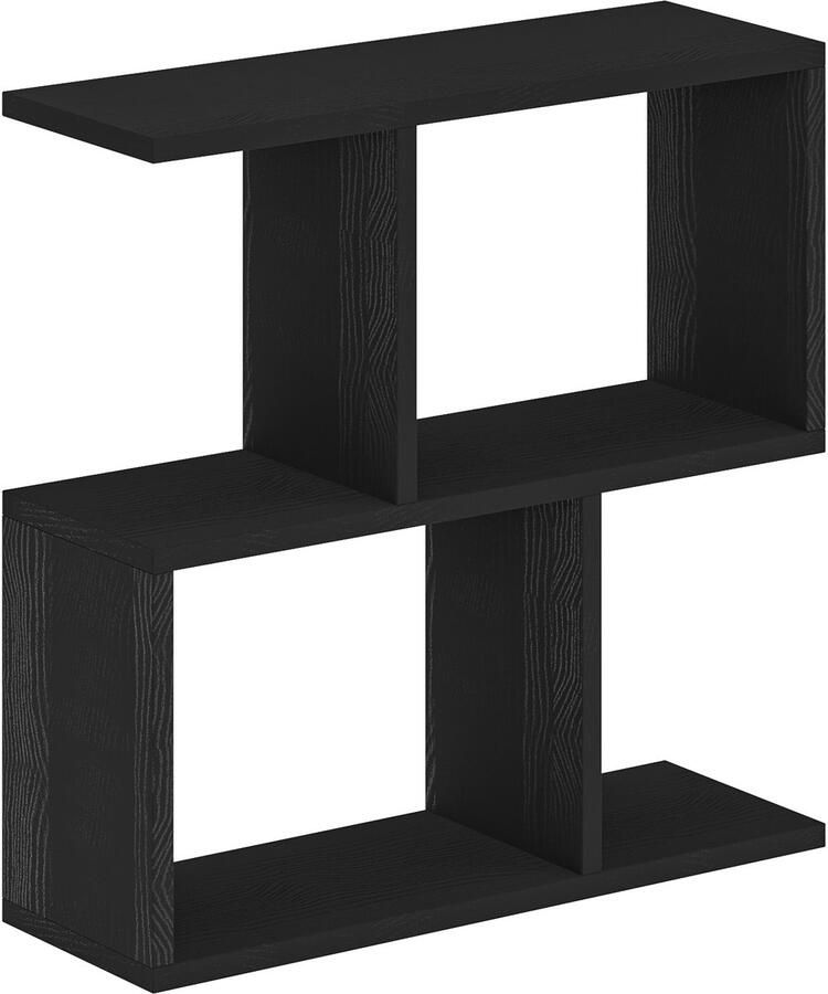Hocus Picus 2-Lagen Opbergtafel – Multifunctionele C-Vorm Bijzettafel – 60x60x19 5 cm – Organizer met Planken voor Woonkamer Kantoor of Slaapkamer – Zwart Hout