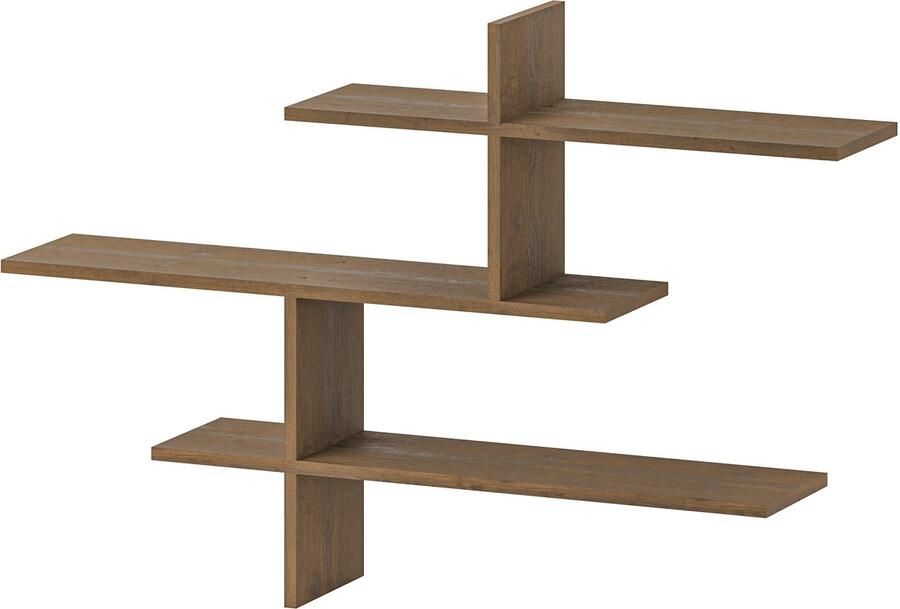 Hocus Picus 3-Lagen Wandplank – Meerdere Kleuropties – Eenvoudig te Monteren – Wandrek voor Woonkamer of Kantoor – 123x80x22 cm (Donker Eiken Effect)