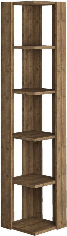 Hocus Picus Hocuspicus 5-laags Hoekboekenkast – 161x34x34cm – Boekenkast voor Woonkamer of Kantoor – Veel Kleuropties – Eenvoudig te Monteren – Opberg- en Displaymeubel (Donker Eiken)