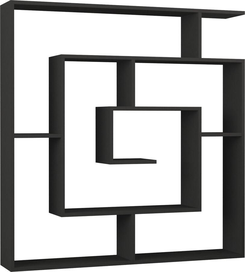 Hocus Picus 6-laags Boekenkast – Stijlvolle Open Vakkenkast in Wit Antraciet Bordeaux en Meer – Ideaal voor Woonkamer of Thuiswerkplek – 129 x 125 x 22 cm Antraciet Grijs