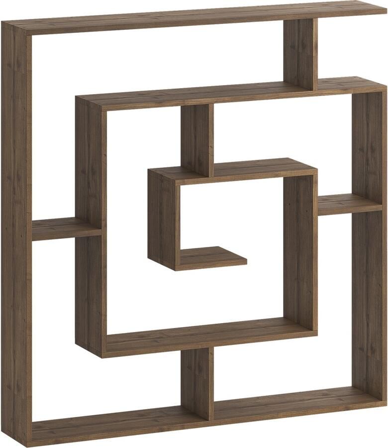 Hocus Picus 6-laags Boekenkast – Stijlvolle Open Vakkenkast in Wit Antraciet Bordeaux en Meer – Ideaal voor Woonkamer of Thuiswerkplek – 129 x 125 x 22 cm Donker Eiken