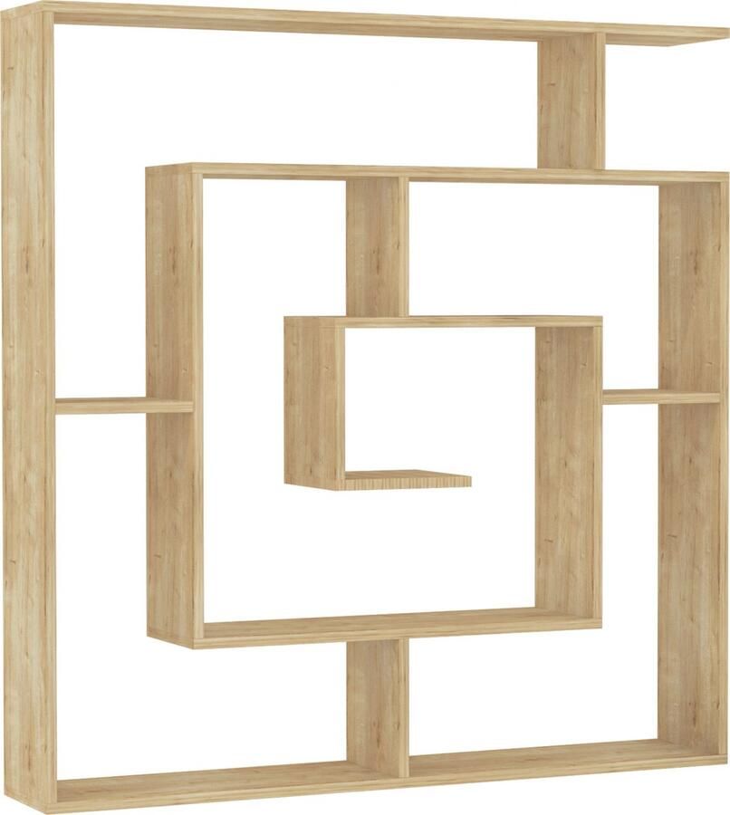 Hocus Picus 6-laags Boekenkast – Stijlvolle Open Vakkenkast in Wit Antraciet Bordeaux en Meer – Ideaal voor Woonkamer of Thuiswerkplek – 129 x 125 x 22 cm Eiken