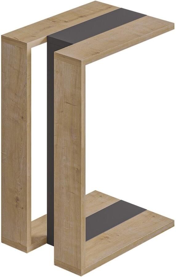 Hocus Picus Bijzettafel voor Woonkamer 57x40x30 cm C-Tafel Koffietafel Zijtafel met Meerdere Kleuropties Eiken & Antraciet