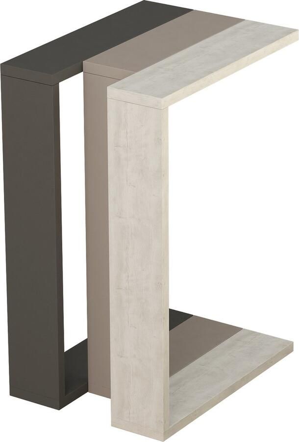 Hocus Picus Bijzettafel voor Woonkamer 57x40x30 cm C-Tafel Koffietafel Zijtafel met Meerdere Kleuropties Antraciet Lichtmokka en Antiek wit