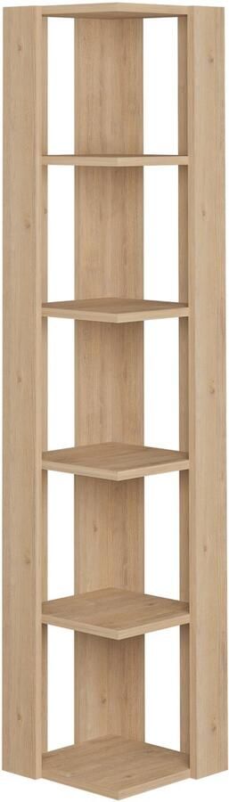 Hocus Picus Hocuspicus 5-laags Hoekboekenkast – 161x34x34cm – Boekenkast voor Woonkamer of Kantoor – Veel Kleuropties – Eenvoudig te Monteren – Opberg- en Displaymeubel (Eiken)