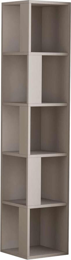 Hocus Picus Hocuspicus 5-Laags Hoekboekenkast – Kleuropties – 31 4x31 4x158 9 cm – Wandmontage – Boekenkast voor Woonkamer of Kantoor – Eenvoudige Montage – (Licht Mokka)