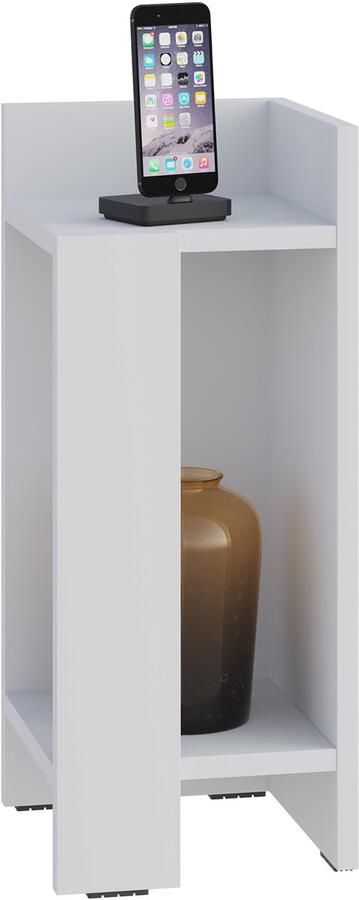 Hocus Picus Hocuspicus Nachtkastje met 2 Planken – Moderne Smalle Bijzettafel – 25x60x27 cm – Eenvoudige Montage – (Wit Rechts)