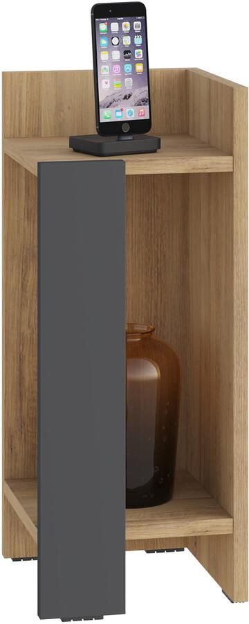 Hocus Picus Hocuspicus Nachtkastje met 2 Planken – Moderne Smalle Bijzettafel – 25x60x27 cm – Eenvoudige Montage – (Eiken & Antracietgrijs Rechts)