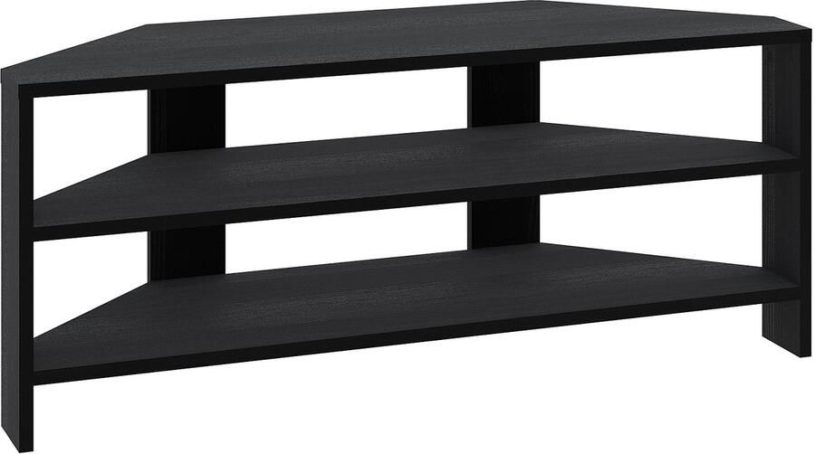 Hocus Picus Hoek-tv-meubel met 2 planken voor woonkamer kantoor ext. modern design tv-standaard 32-inch tv's veelkleurige opties voor decoraties (zwart hout)