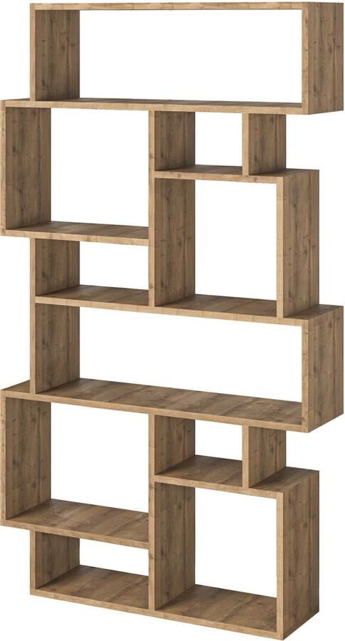 Hocus Picus Karmato Boekenkast met 10 Niveaus – Moderne Staande Plank voor Slaapkamer Kantoor of Woonkamer – Verticaal en Horizontaal te Gebruiken – 96 x 26 x 169 cm (Donkere Eikenlook)