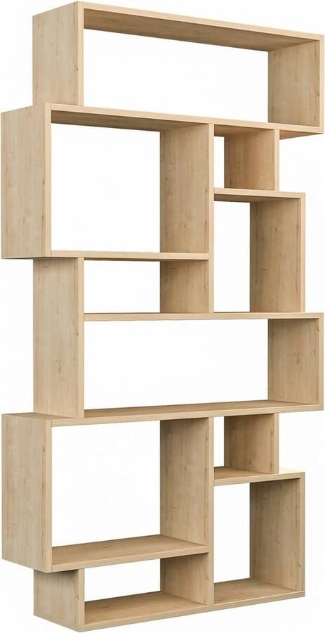 Hocus Picus Karmato Boekenkast met 10 Niveaus – Moderne Staande Plank voor Slaapkamer Kantoor of Woonkamer – Verticaal en Horizontaal te Gebruiken – 96 x 26 x 169 cm (Eiken)