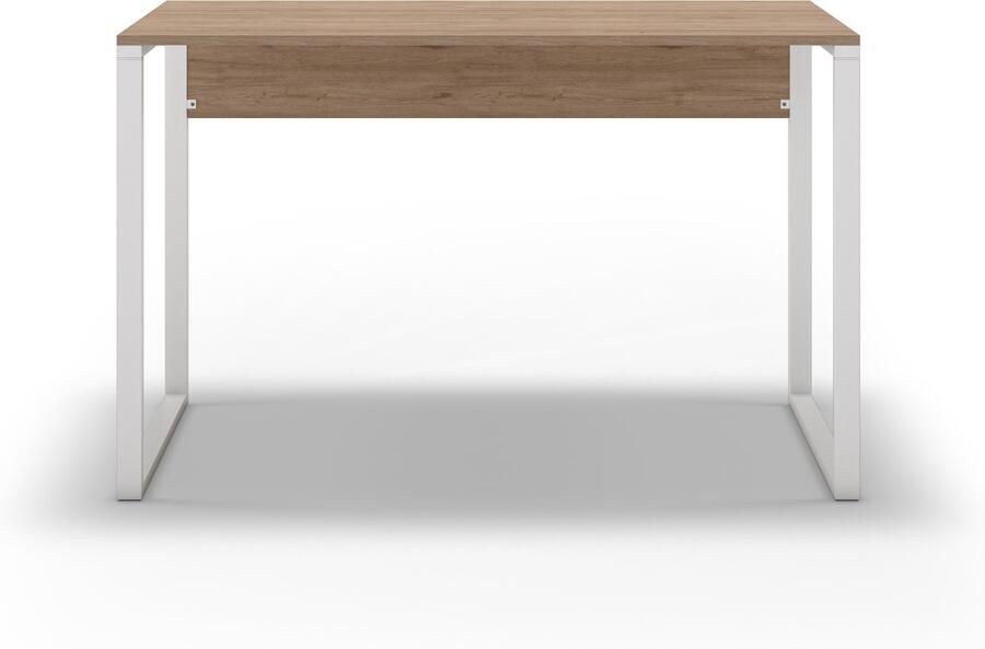 Hocus Picus Modern Werktafel – Industrieel Bureau 100 cm met Stevige Witte Metalen Poten en Spaanplaat Blad – Kantoor- of Gamingtafel voor Thuis of Slaapkamer – (Eiken)