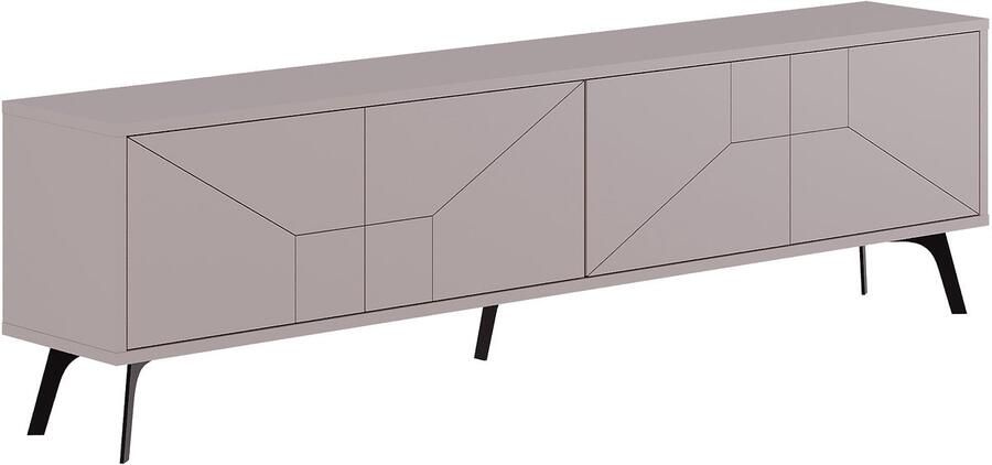 Hocus Picus Moderne TV Meubel met 4 Deuren – Grote TV Kast met Opbergruimte – Houten TV Dressoir voor Woonkamer Slaapkamer Kantoor of Lounge – 180 x 29 6 x 50 cm – Licht Mokka