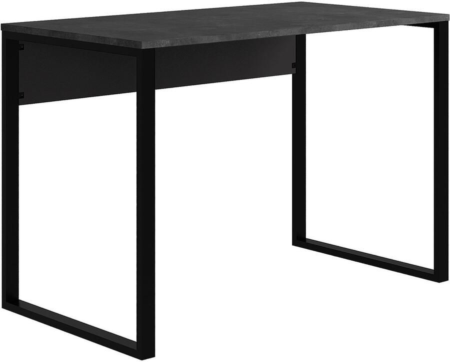 Hocus Picus Moderne Werktafel – 110 cm Industrieel Bureau met Zwart Metalen Poten en Spaanplaat Tafelblad – Computer- of Gamingtafel voor Kantoor of Slaapkamer – Retrogrijs Zijdemat Zwart-Grijs
