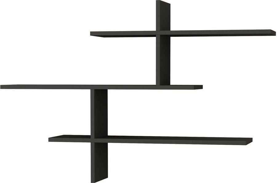 Hocus Picus Wandplank met 3 Lagen – Verschillende Kleuropties – Eenvoudig te Monteren – Opslag voor Woonkamer of Kantoor – 123x80x22cm – Antraciet