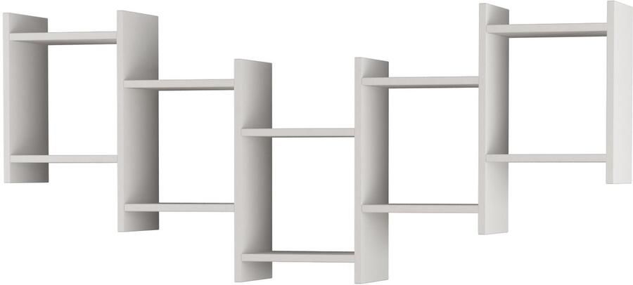 Hocus Picus Zwevende Wandplank 5-Lagen Wandrek Houten Composiet Plank Moderne Wanddecoratie voor Accessoires en Boeken – Woonkamer Kantoor Eenvoudige Montage (Wit)