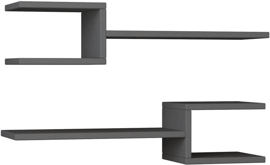 Hocus Picus Zwevende Wandplanken Set van 2 – Moderne Wandrekken voor Woonkamer Slaapkamer Kantoor – Wandmontage Boekenplank & Organizer voor Decoratie en Opbergen (Antraciet)