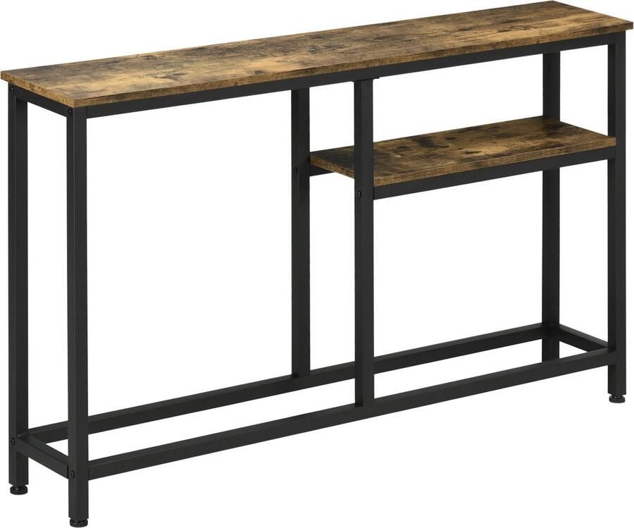 Hoefley industriële wandtafel Haltafel Consoletafel Muurtafel Wandmeubel Staalzwart 3 Laags