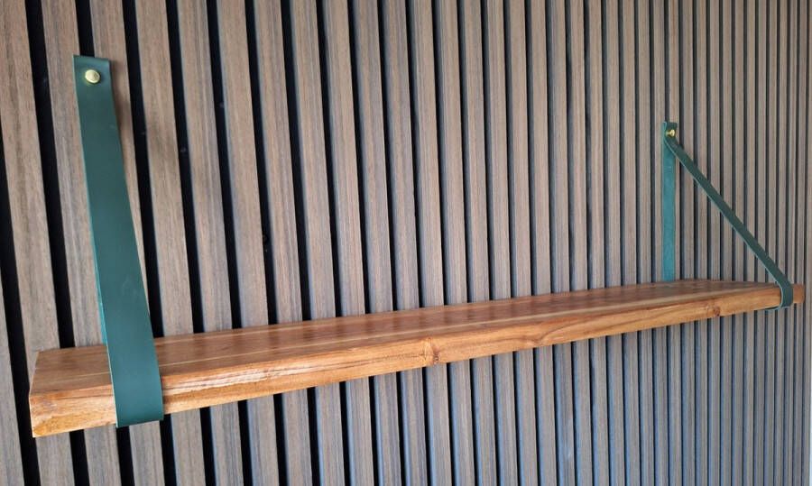 Absteigerhout Hoexs Acacia Hout 80 cm Inclusief Plankdragers Groen Boekenplank Boekenrek Wandplank Inclusief Bevestigingsmateriaal Vintage