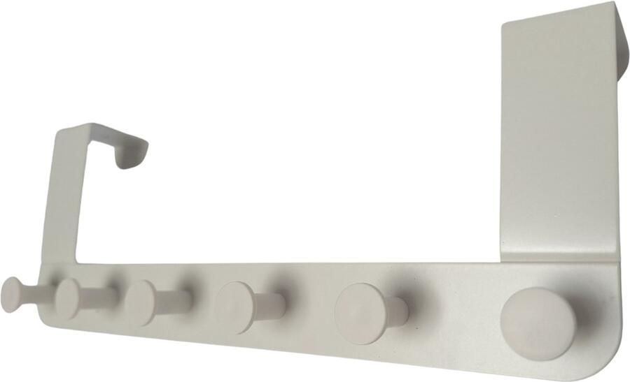 Hoexs Deurkapstok Wit – 6 Haken – Deurhanger voor Kleding en Handdoek