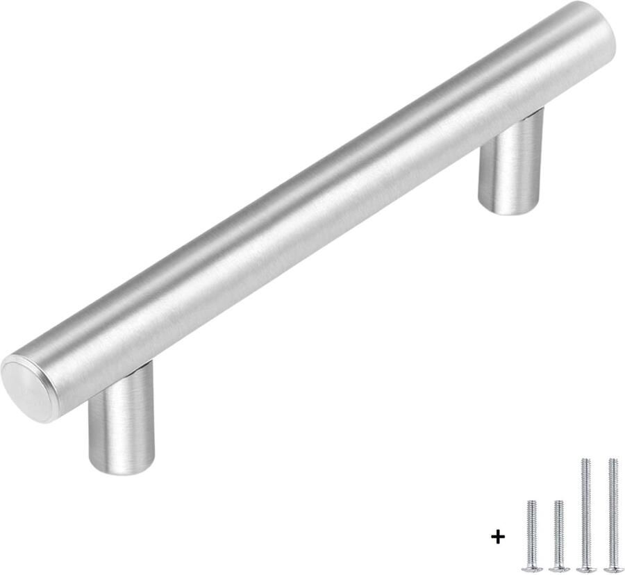 Hoexs Handgreep RVS Rond 15cm Inclusief bevestigingsbouten Zilver Meubelhandvat greep Keukengreep Hand Grepen Deurgreep Staal Metaal Strak Meubelbeslag schuifdeur Handvat Greep Schuifdeurgreep Roestvrij Hartafstand 96mm