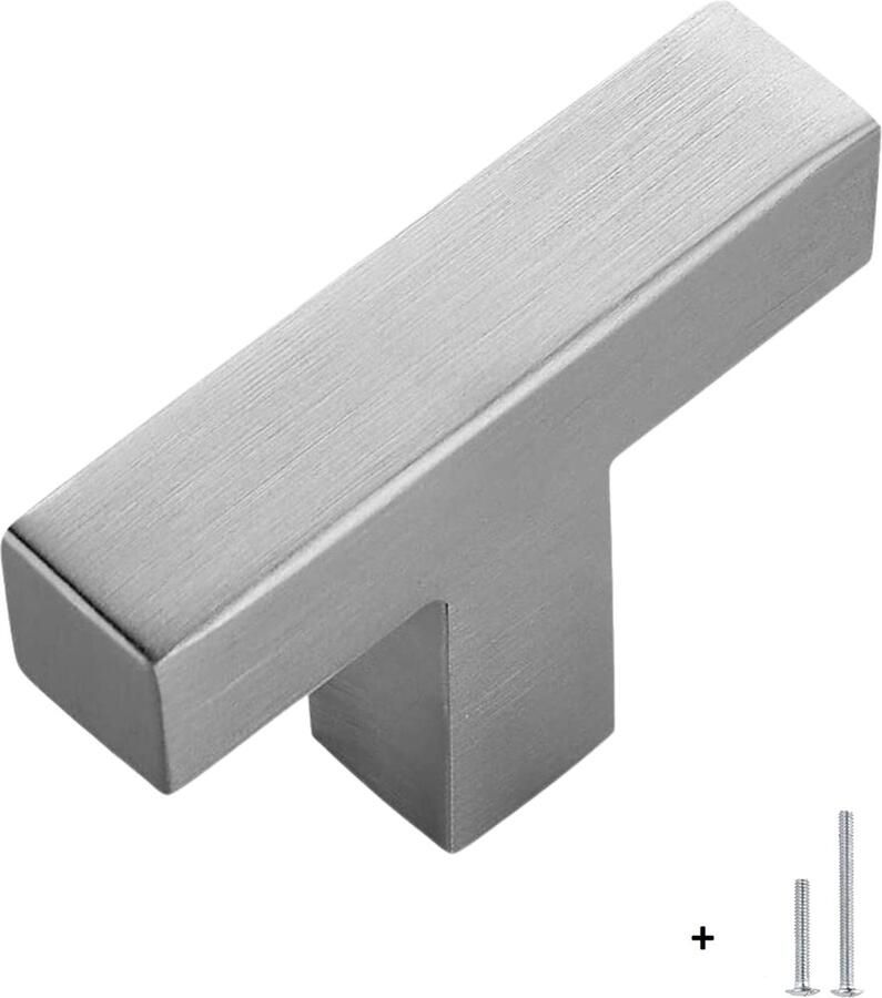 Hoexs Handgreep RVS Vierkant inclusief bevestigingsbouten| 5cm Zilver Meubelhandvat greep Keukengreep Hand Grepen Deurgreep Staal Metaal Strak Meubelbeslag schuifdeur Handvat Greep Schuifdeurgreep Roestvrij Roestvast staal