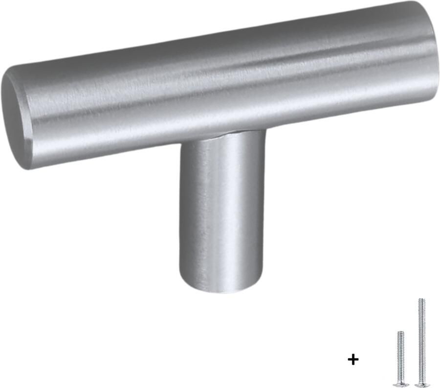 Meubelbeslag Handgreep RVS Rond inclusief bevestigingsbouten| 5cm Zilver Meubelhandvat greep Keukengreep Hand Grepen Deurgreep Staal Metaal Strak schuifdeur Handvat Greep Schuifdeurgreep Roestvrij Roestvast staal