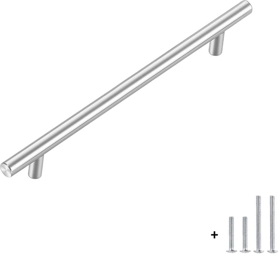 Hoexs Handgreep RVS Rond 25cm Inclusief bevestigingsbouten Zilver Meubelhandvat greep Keukengreep Hand Grepen Deurgreep Staal Metaal Strak Meubelbeslag schuifdeur Handvat Greep Schuifdeurgreep Roestvrij Hartafstand 160mm
