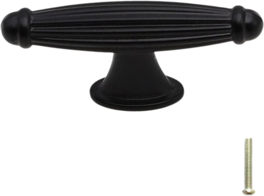 Hoexs Meubelknoppen Greep zwart inclusief bevestigingsbout| 6cm Kastknop Meubelhandvat Landelijke greep Industriële Keukengreep Hand Grepen Knop Robuust Meubelknop Metaal Strak Meubelbeslag Kastknoppen Handvat Keuken Greep
