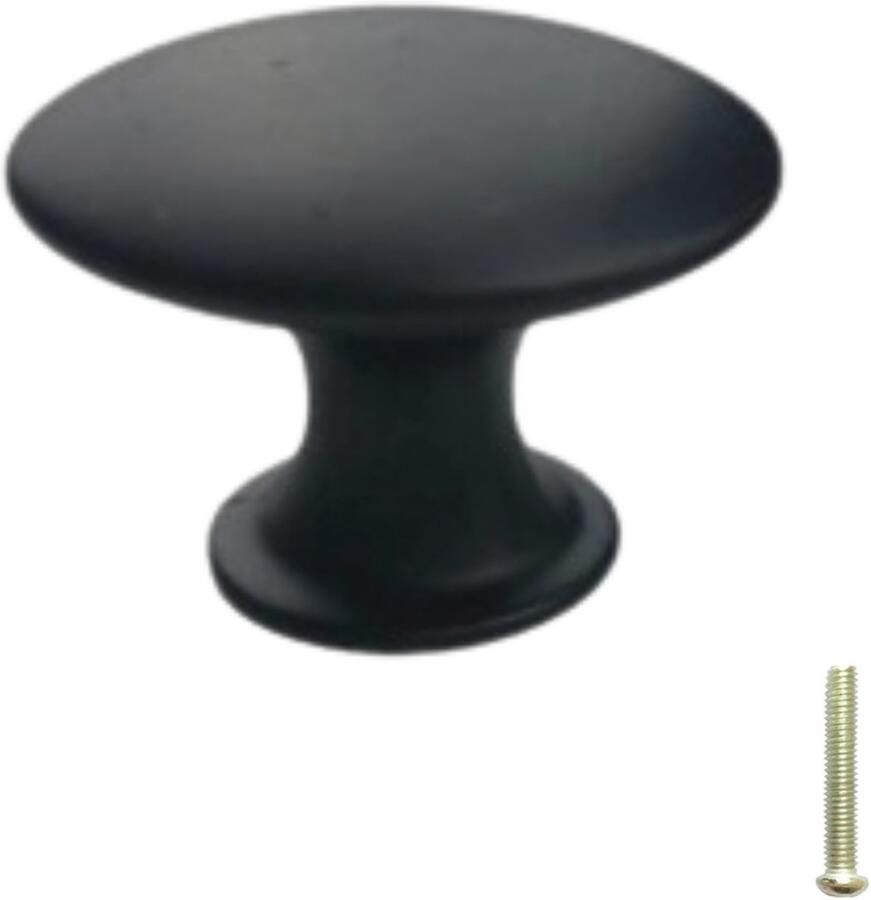 Hoexs Meubelknop Kastknoppen zwart inclusief bevestigingsbout 3cm Meubelhandvat Meubelknoppen Industriële Keukengreep Hand Grepen Knop Robuust Deurgreep Staal Metaal Strak Meubelbeslag Kastknop Handvat Greep Plat