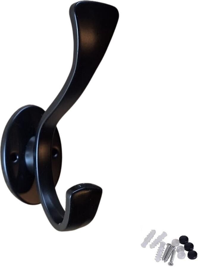 Hoexs Jashaak + 2 schroefjes Ophanghaak Ophanghaken Kapstokhaak Handdoek haak Kapstok haken Kapstokhaken Kapstokken |Haak zwart - Foto 2