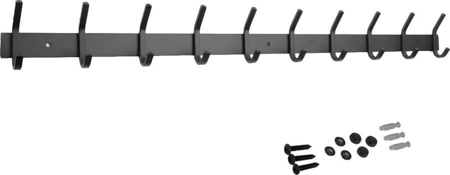 Absteigerhout Wandkapstok 20 haken 75cm Inclusief bevestigingsmateriaal RVS Kapstokken Muur Wand Kapstok Hangende Design Muurkapstok Handdoekrek Mat Zwart Metaal - Foto 2