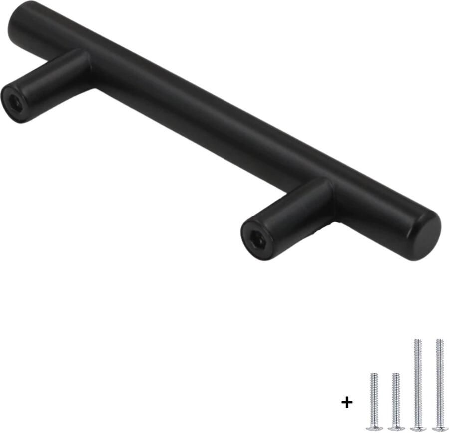 Hoexs Handgreep Zwart Rond inclusief bevestigingsbouten| 15cm Meubelhandvat Landelijke greep Industriële Keukengreep Hand Grepen Robuust Deurgreep Staal Metaal Strak Meubelbeslag schuifdeur Handvat Greep Schuifdeurgreep