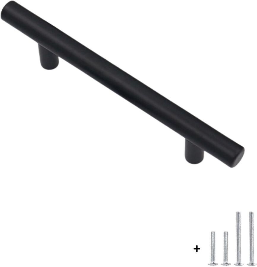 Hoexs Handgreep Zwart Rond inclusief bevestigingsbouten| 20cm Meubelhandvat Landelijke greep Industriële Keukengreep Hand Grepen Robuust Deurgreep Staal Metaal Strak Meubelbeslag schuifdeur Handvat Greep Schuifdeurgreep
