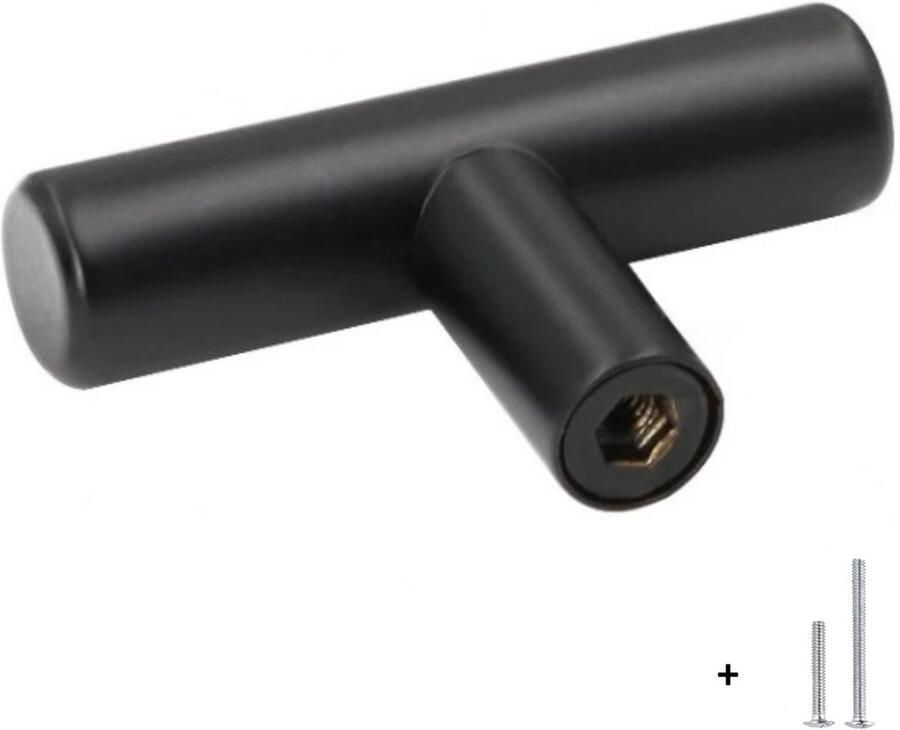 Hoexs Kastknoppen Handgreep Zwart Rond inclusief bevestigingsbouten| 5cm Meubelhandvat Meubelknoppen Industriële Keukengreep Hand Grepen Robuust Deurgreep Staal Metaal Strak Meubelbeslag Meubelknop Handvat Greep Kastknop