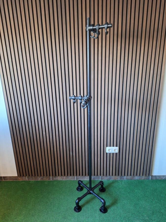 Absteigerhout Hoexs Kapstok Staand Industrieel Kapstok Staal Zwart Steigerbuis Gardaroberek 170 Cm 8 Kapstokhaken