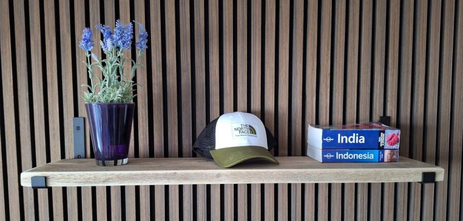 Absteigerhout Hoexs Steigerhout 80 cm Metalen Plankdragers Zwart Industrieel Wandplank Decoratie Keukenplank