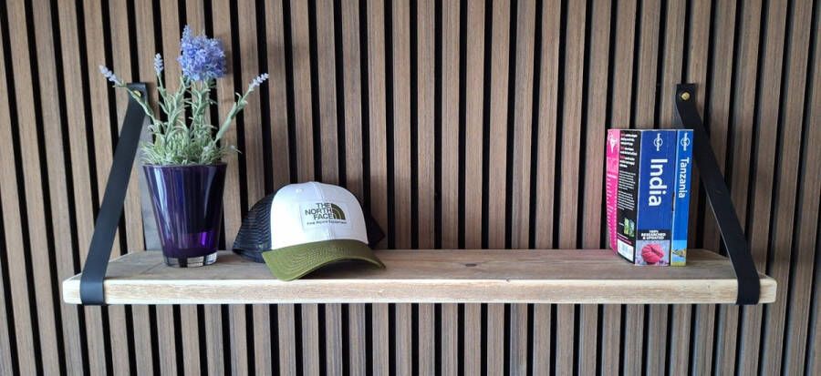 Absteigerhout Hoexs Steigerhout 90 cm Inclusief Plankdragers Zwart- Boekenplank Boekenrek Wandplank Inclusief Bevestigings materiaal Vintage