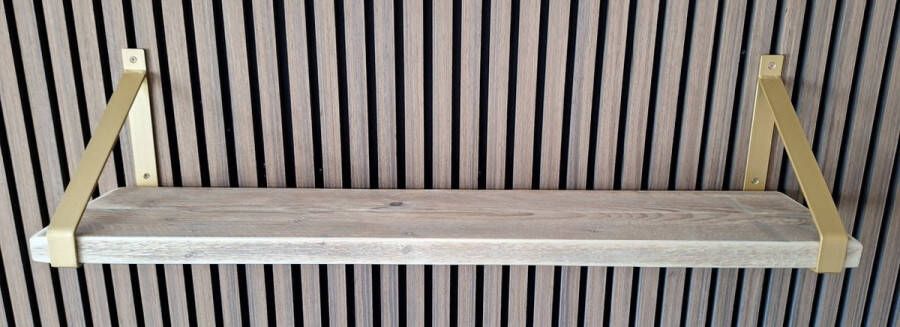Absteigerhout Hoexs Steigerhout 90 cm Metalen Plankdragers Goud Industrieel Wandplank Decoratie Keukenplank